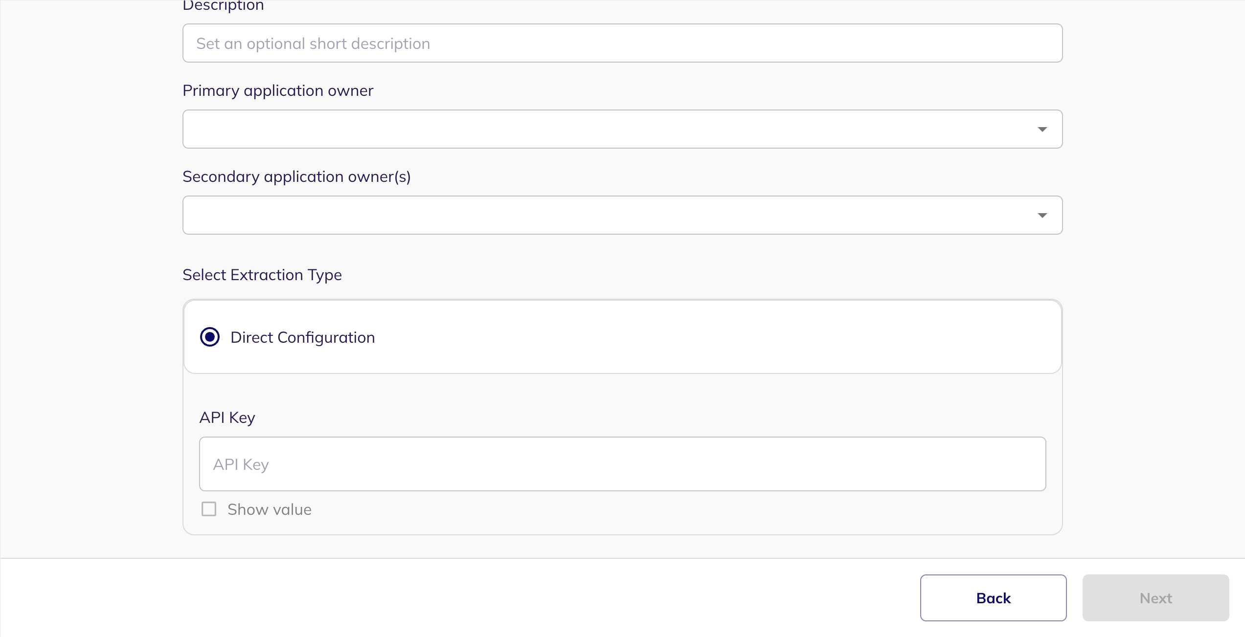 The Direct Configuration section showing the API Key field